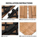 Yaheetech 27PCS Natural Wood Deck Tiles Interlocking Patio Deck Tiles Solid Wood and Plastic Indoor&Outdoor 12 x 12in Yaheetech
