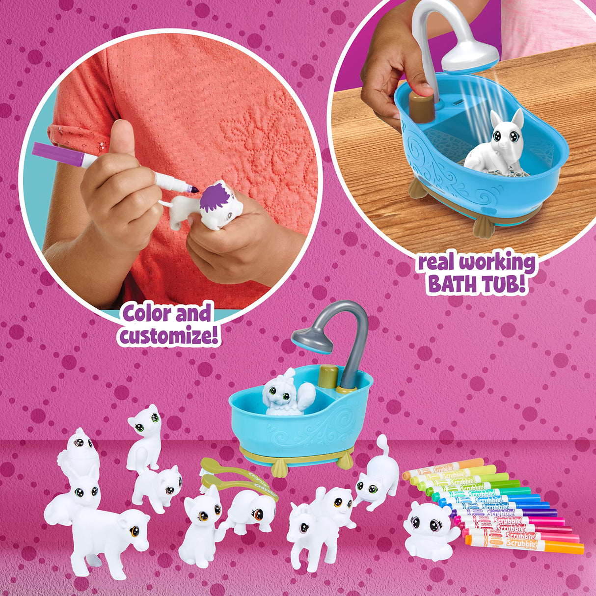 Crayola Scribble Scrubbie Pets Mega Set 2.0, Reusable Pet Care Toy, Toys for Girls & Boys, Holiday Gift for Kids, Ages 3, 4, 5, 6 Crayola