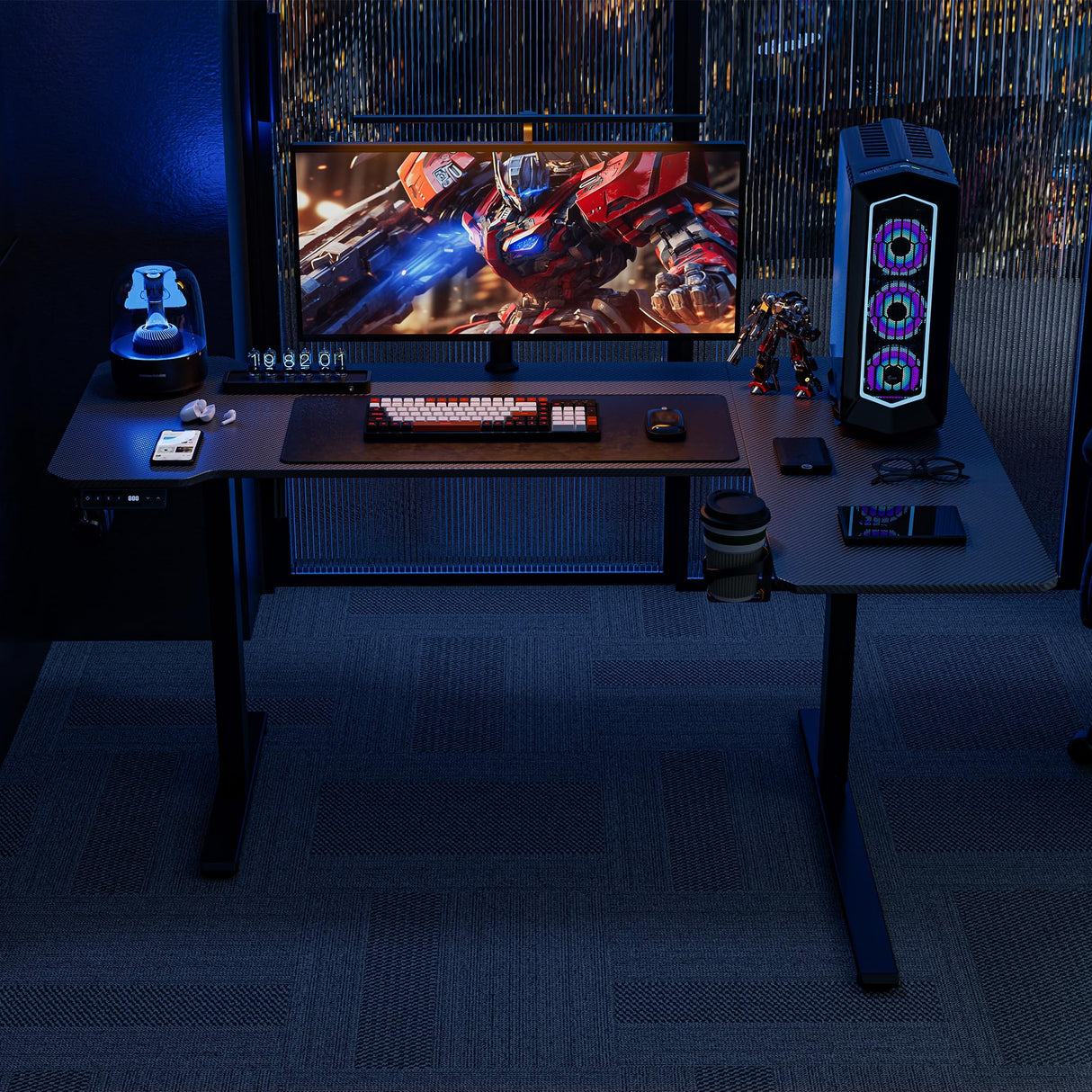 Acrolix 59" Reversiable L-Shaped Electric Standing Desk Adjustable Height Gaming Stand Up Corner Desk Sit Stand Home Office Computer Desk with Splice Acrolix