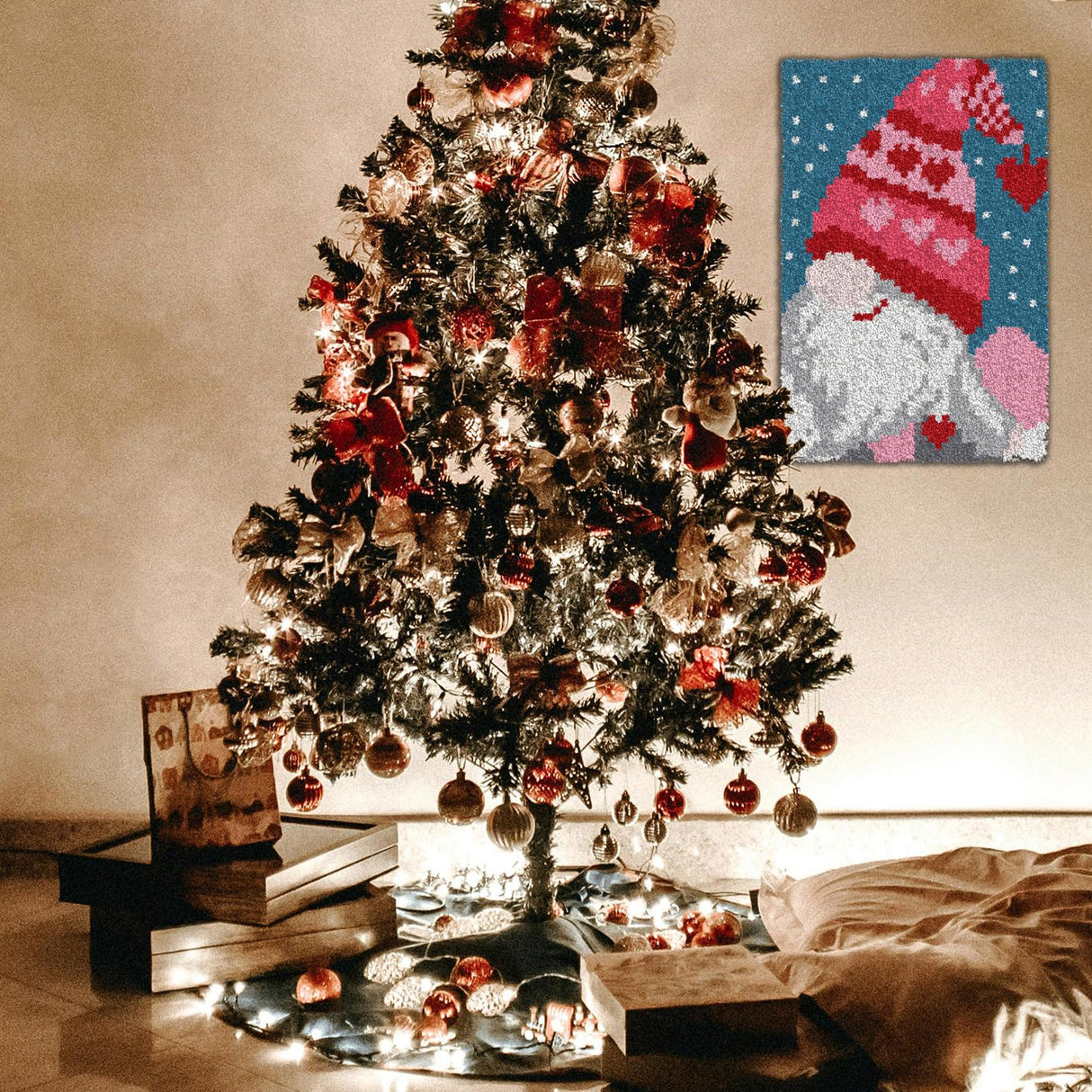 YP Latch Hook Kits for Kids Adults DIY Rug Tapestry Kits with Printed Canvas Embroidery Kits Festival Gifts Home Decoration (C, 18.1inch X 12.6inch) YP