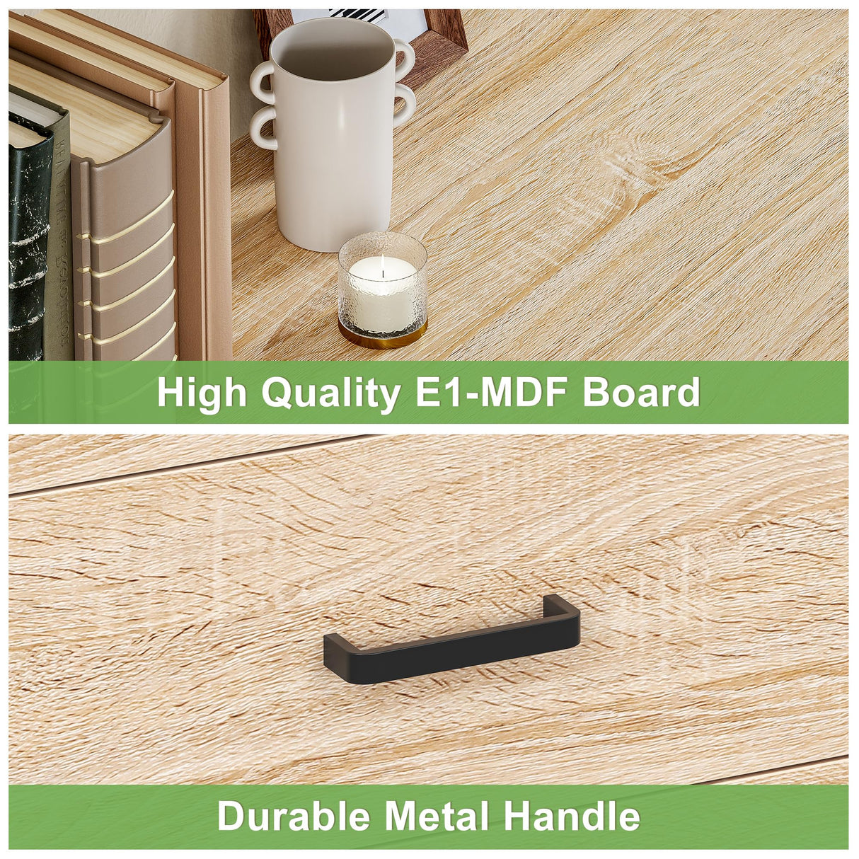 Bigbiglife 6 Drawer Dresser with Open Storage, Natural Wood Dresser, Modern Double Dresser for Bedroom, Living Room, Entryway, Light Oak Bigbiglife