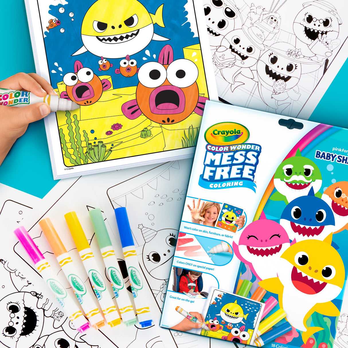 Crayola Baby Shark Color Wonder Pages, Mess Free Coloring For Toddlers, Kids Holiday Gift, Stocking Stuffer, Travel Activities Crayola