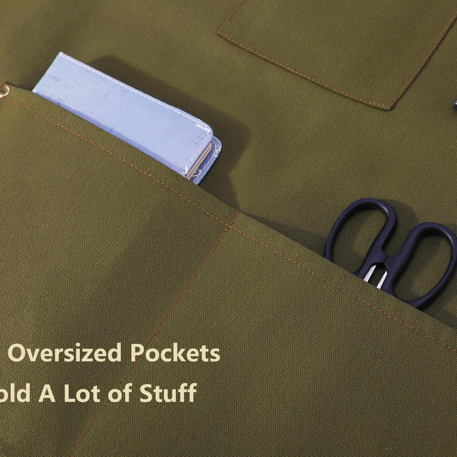 AFUN Chef Aprons for Women Men with Large Pockets, Cotton Canvas Cross Back Water Repellent Work Apron, Size M to XXL (Greygreen) AFUN