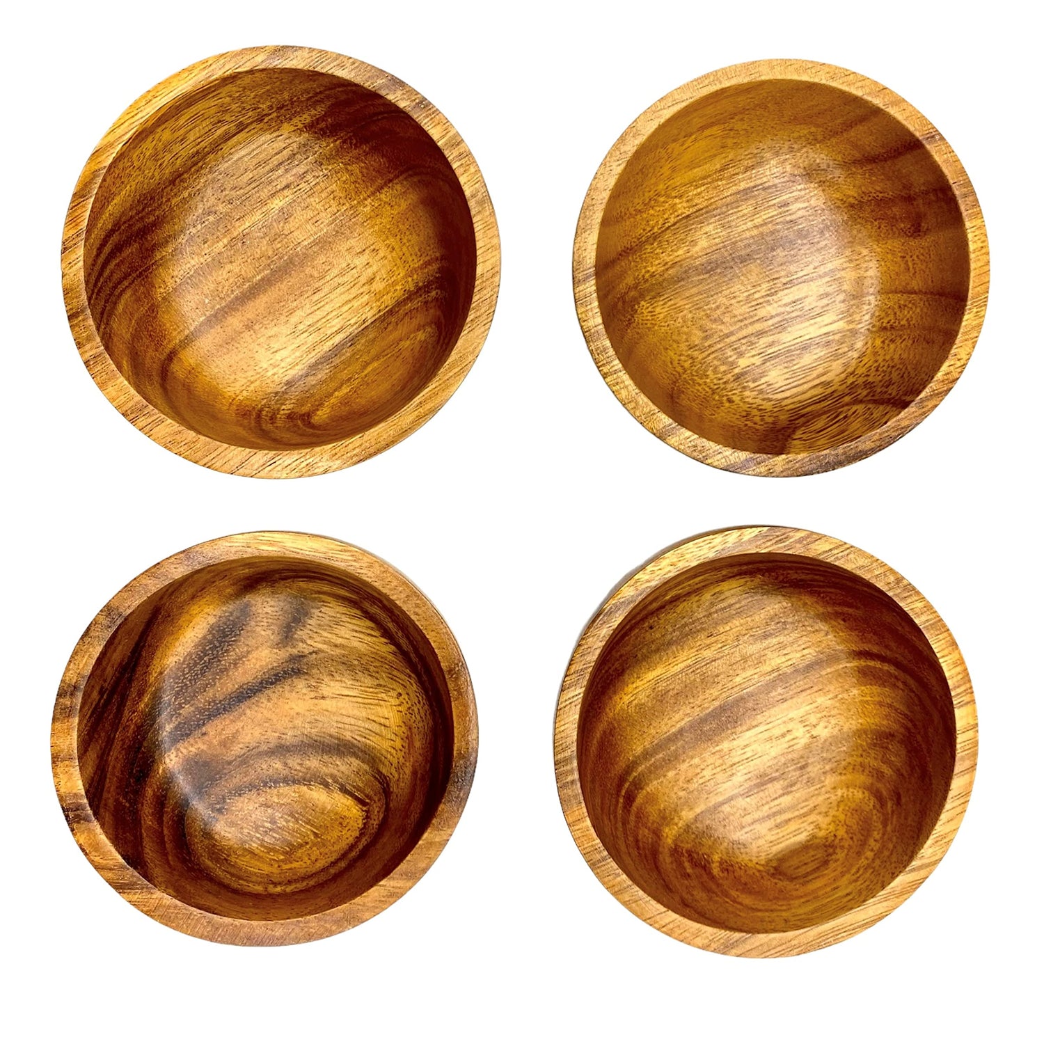 WRIGHTMART Wood Bowl Set of 4. for Food, Snack, Cereal, Nuts, Appetizer, Dips, Condiments, Chocolates, Charcuterie Cups, Decorative, Handmade of WRIGHTMART