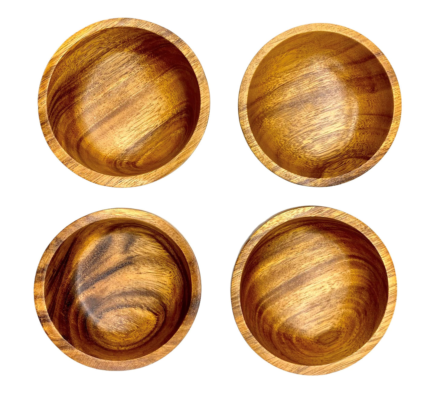 WRIGHTMART Wood Bowl Set of 4. for Food, Snack, Cereal, Nuts, Appetizer, Dips, Condiments, Chocolates, Charcuterie Cups, Decorative, Handmade of - WoodArtSupply