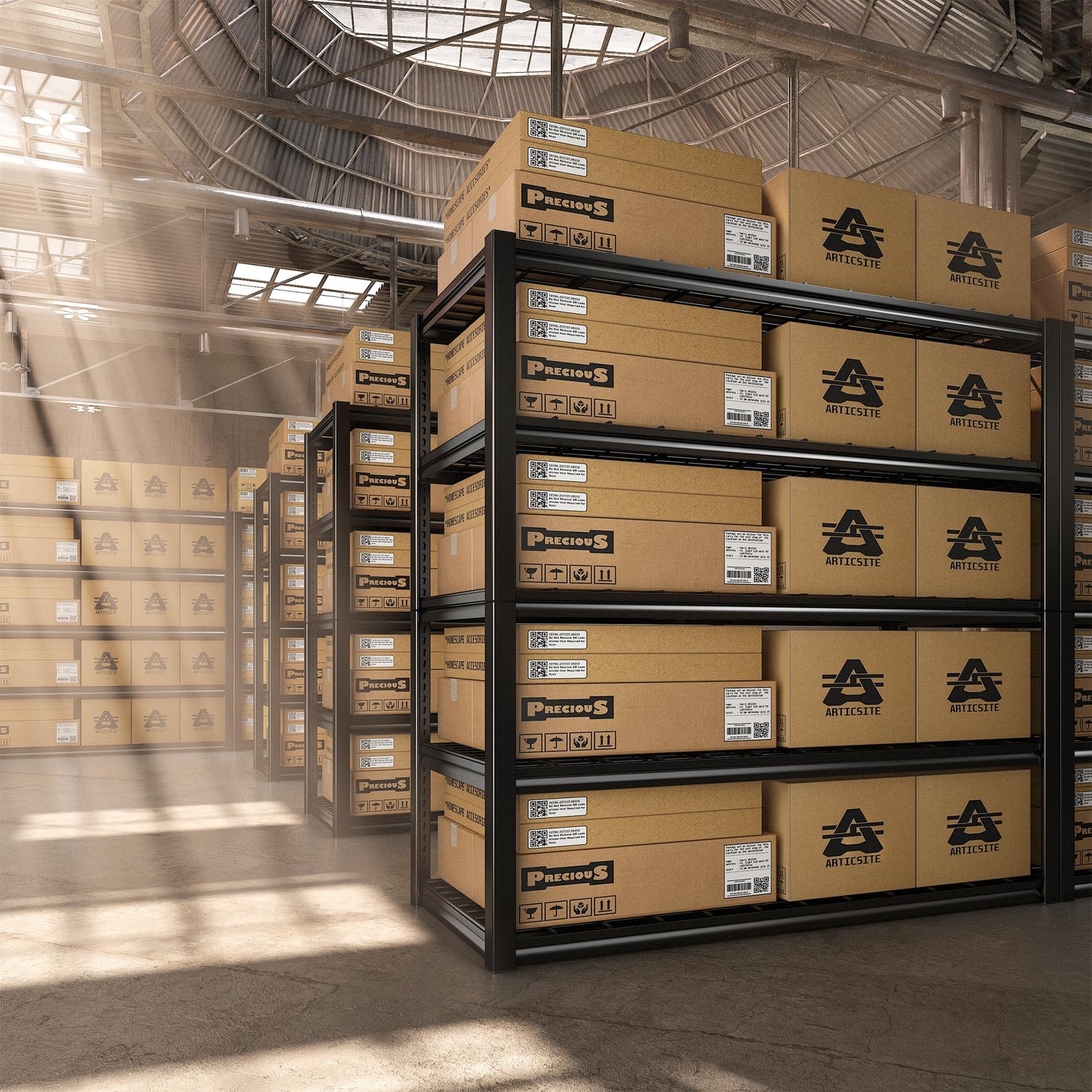 REIBII 48.2''W Garage Shelving 3000LBS Heavy Duty Storage Shelves 72''H Adjustable 5 Tier Metal Shelving for Garage Storage Rack Industrial Shelves REIBII