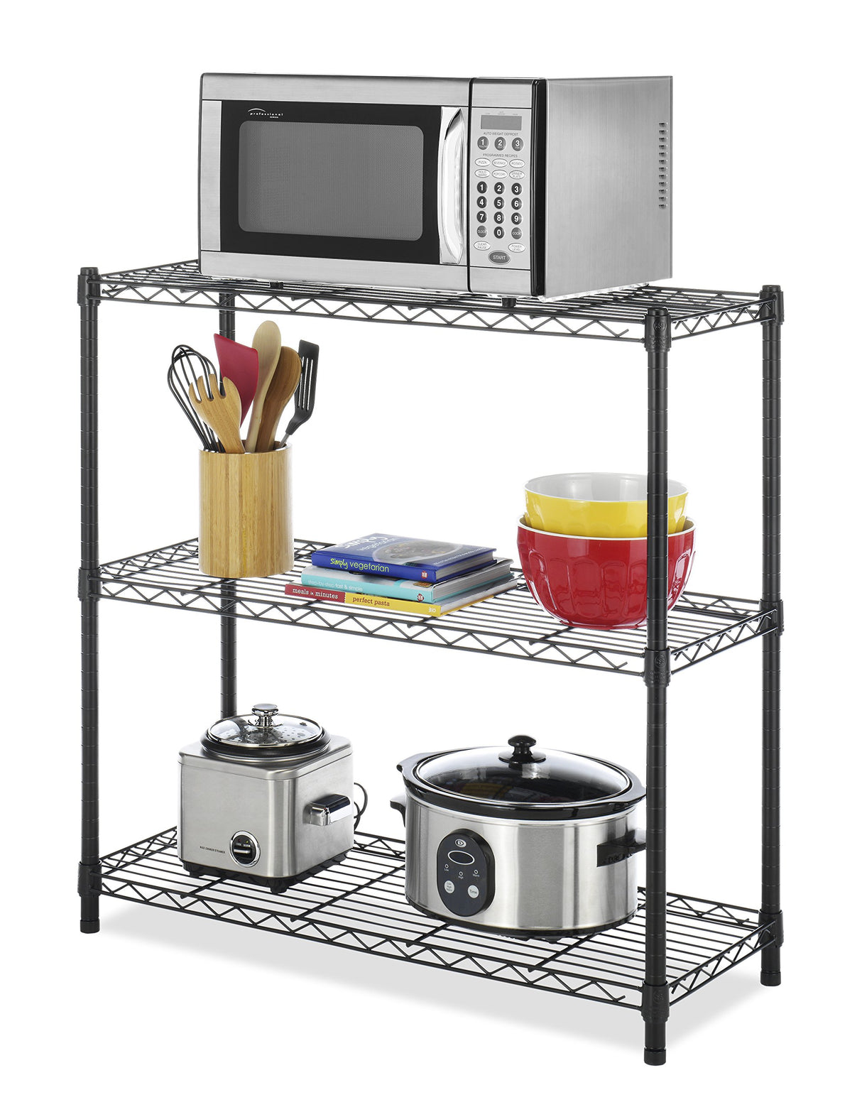 Whitmor 350 Capacity Per Shelf Adjustable Shelving with Leveling Feet, Black, 3 TIER(Supreme) Whitmor