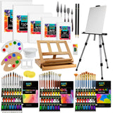 KEFF Large Deluxe Art Painting Supplies Set - 140-Piece Professional Paint Kit for Adults & Kids with Acrylic, Watercolor & Oil Paints, Aluminum KEFF