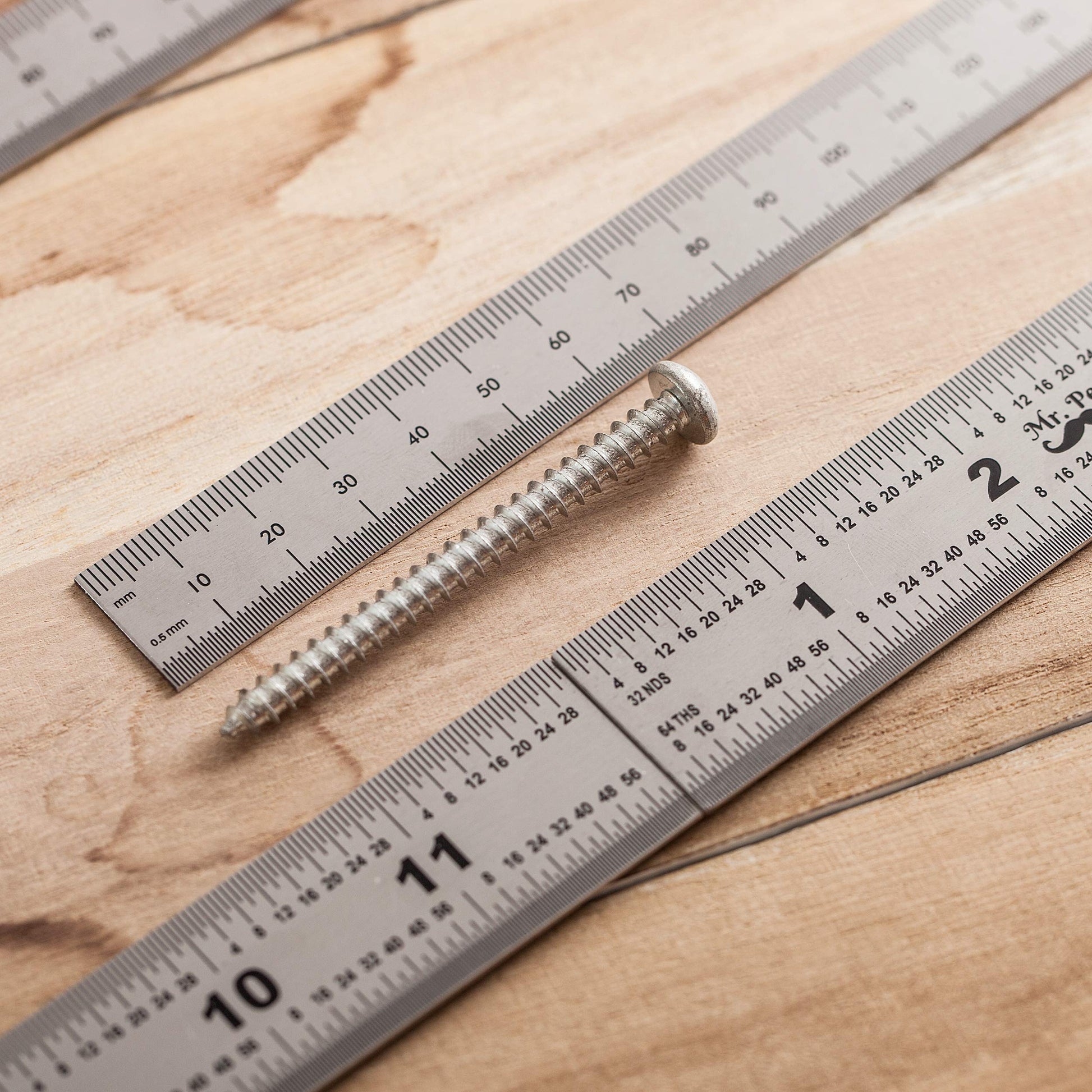 Mr. Pen- Machinist Ruler, 4 Pack (6, 8, 12, 14 inch), Metric Ruler, Millimeter Ruler, (1/64, 1/32, mm and .5 mm), 6 inch Ruler, Stainless Steel Ruler - WoodArtSupply