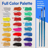 Acrylic Paint Set for Adults and Kids - 24 Pack of 12mL Paints with 3 Art Brushes, Non-Toxic Craft Paint, Halloween Pumpkin Painting Kit - Canvas, Crafts 4 All