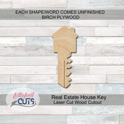 House Key Wood Cutouts for crafts, Laser Cut Wood Shapes 5mm thick Baltic Birch Wood, Multiple Sizes Available - WoodArtSupply