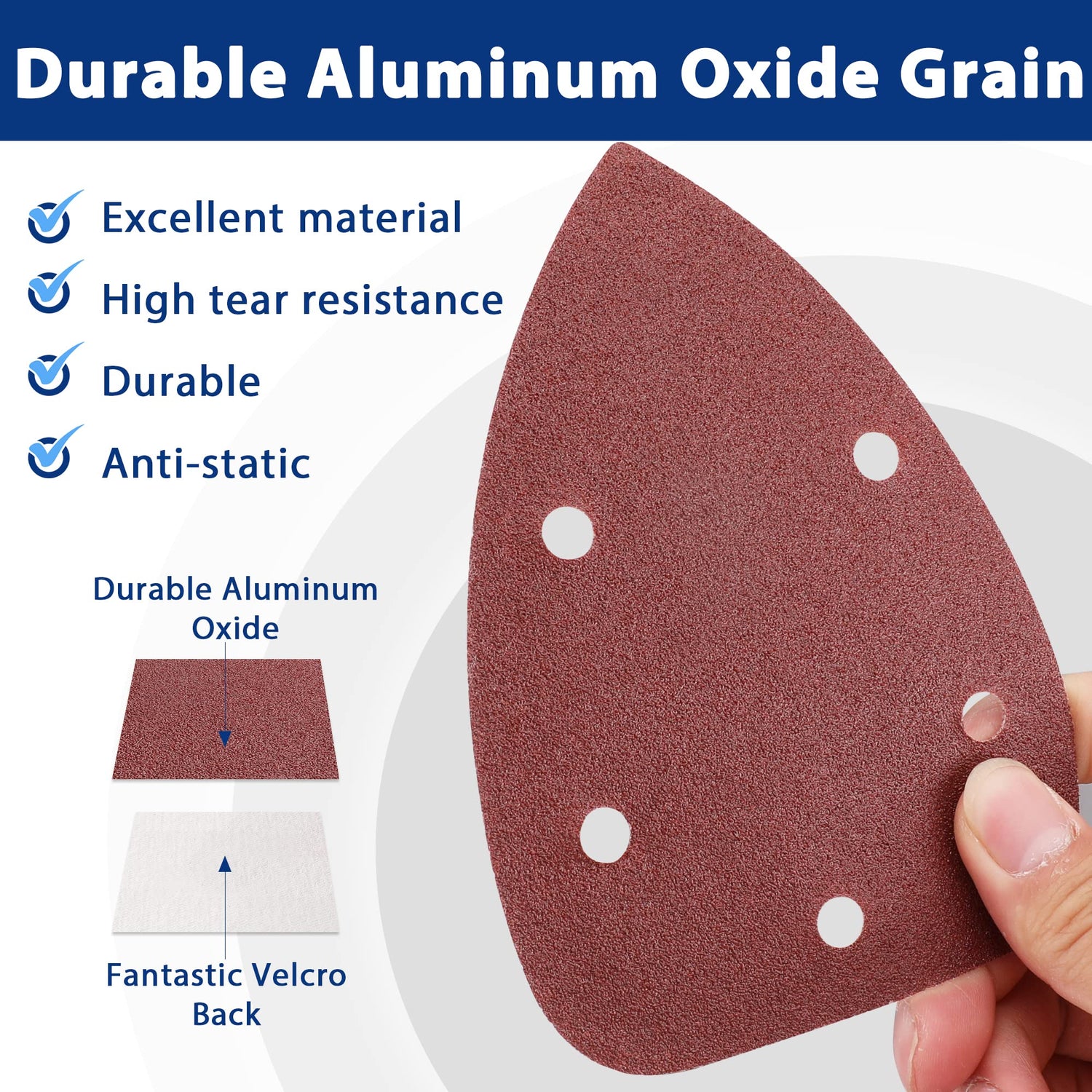 WORKPRO 150PCS Mouse Sander Pads, 5 Hole Detail Sander Sandpaper Sanding Sheets, 40/80/120/180/240 Assorted Grits for Wood Furniture WORKPRO