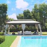 Joyside 10x20 ft Outdoor Gazebo, Double-Tier Roof Gazebo Tent with Curtains and Nettings, Patio Spacious Carport Gazebo with Metal Steel Frame Joyside