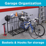 BIRDROCK HOME Garage Bike Storage & Stand | Holds 4 bicycles | Garage Organizer & Sports Storage Station | Black BIRDROCK HOME