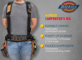 Dickies 4-Piece Carpenter's Rig, Padded Tool Belt Suspenders, Cooling Mesh, Tool Belt, Steel Buckle, Grey/Tan, 3.8 lb Dickies Work Gear