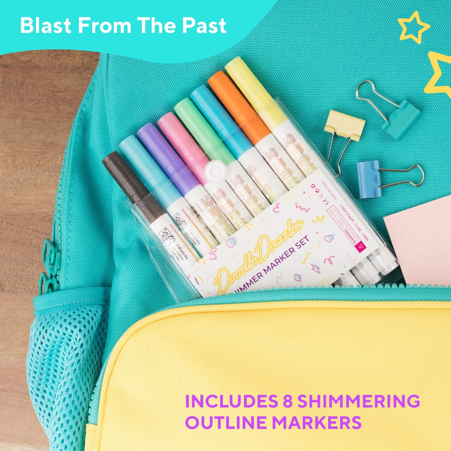 DoodleDazzles Shimmer Markers Set - Double Line Outliner Marker - Metallic Pens - Gifts for Girls, Boys, Kids, Women, etc. - School Supplies Great DoodleDazzles