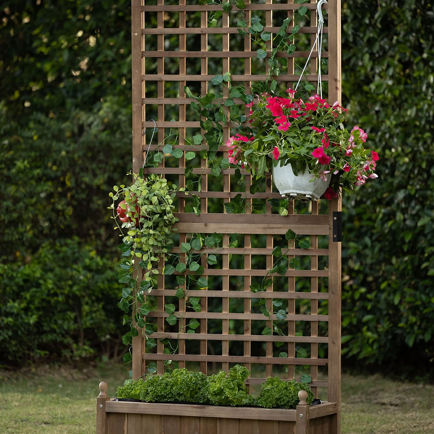 Idzo Raised Garden Bed with Trellis, Durable Oil Coated Planter with Trellis, 71 Inches Height Vertical Gardens Outdoors with Convenient Non Woven IDZO