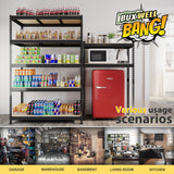 BuxWellBang 48" W x 24" D x 72" H Adjustable Garage Storage Shelves - 5-Shelf Heavy Duty Shelving Unit, Metal Utility Storage Organizer Racks for BuxWellBang