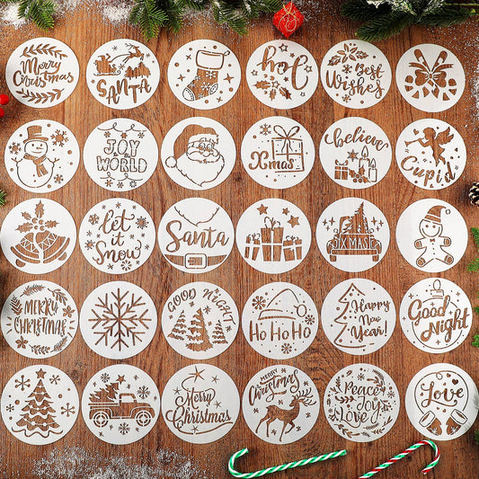 60 Pcs Christmas Stencils Reusable Stencils for Painting on Wood Snowflake Snowman Santa Stencils Holiday Small Stencils Xmas Stencil Template for