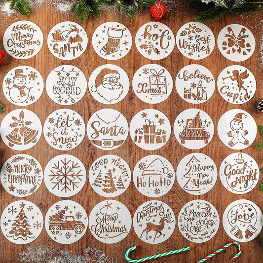 60 Pcs Christmas Stencils Reusable Stencils for Painting on Wood Snowflake Snowman Santa Stencils Holiday Small Stencils Xmas Stencil Template for - WoodArtSupply