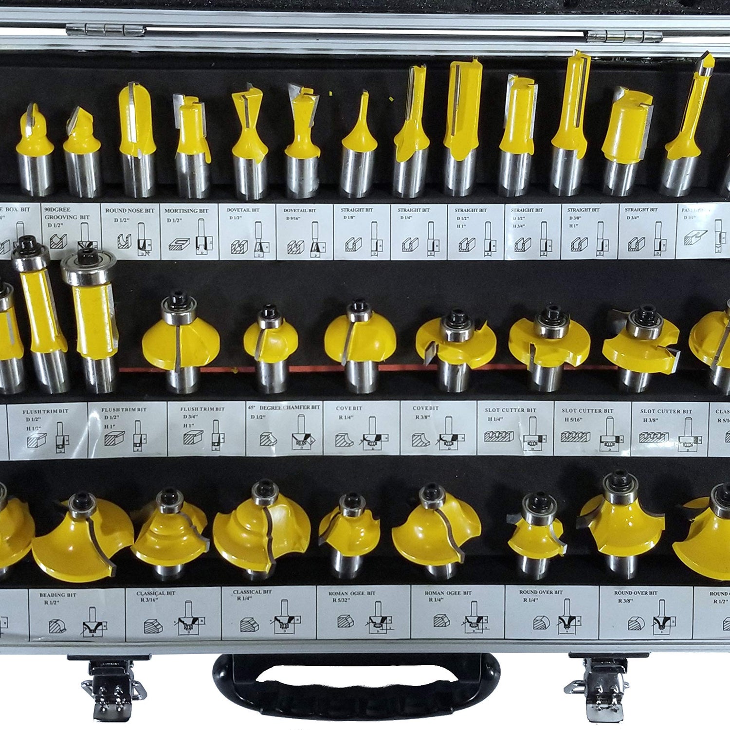 35 Piece Carbide Router Bits Set, 1/2" Shank, Multiple Route Bits, Aluminum Case EDMBG