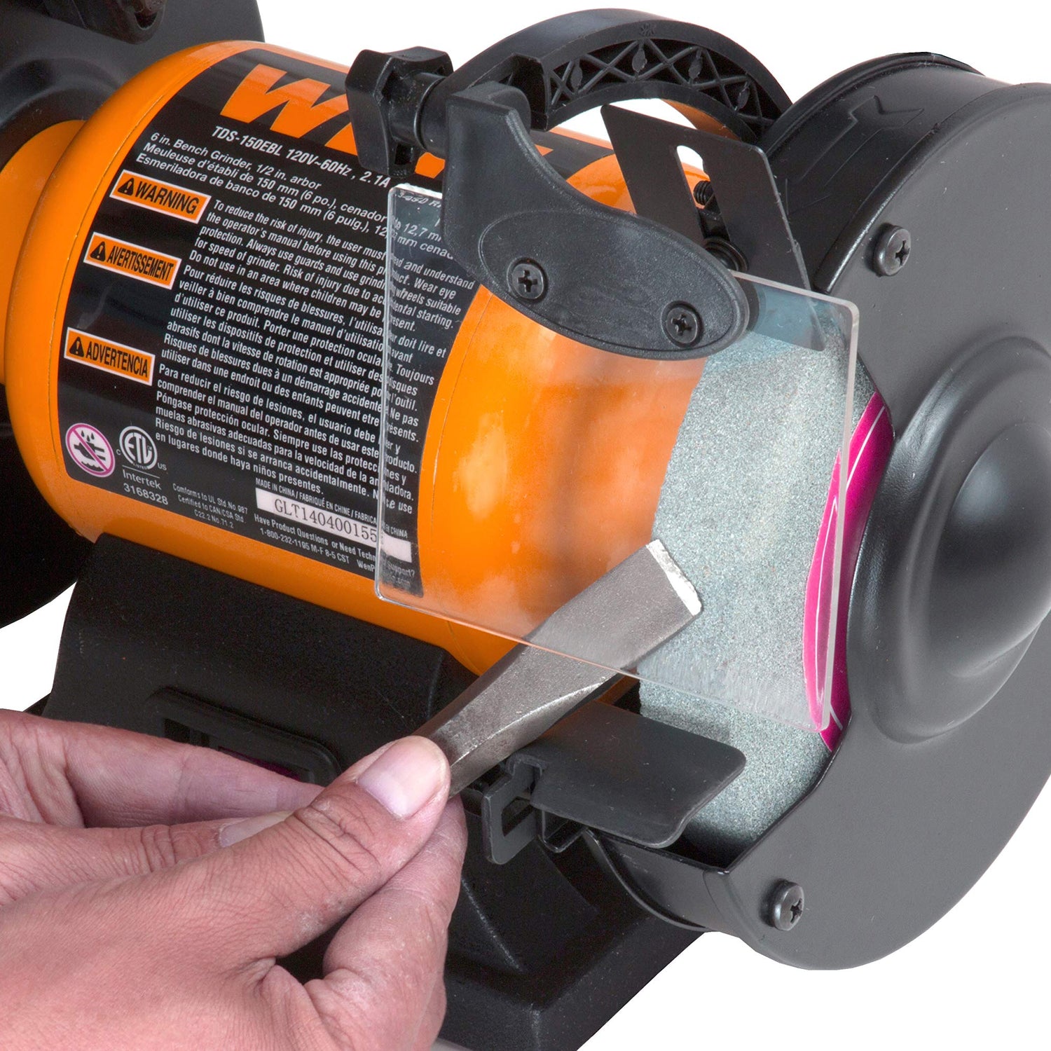 WEN BG4276 2.1-Amp 6-Inch Single Speed Bench Grinder with Flexible Work Light, Black,orange WEN