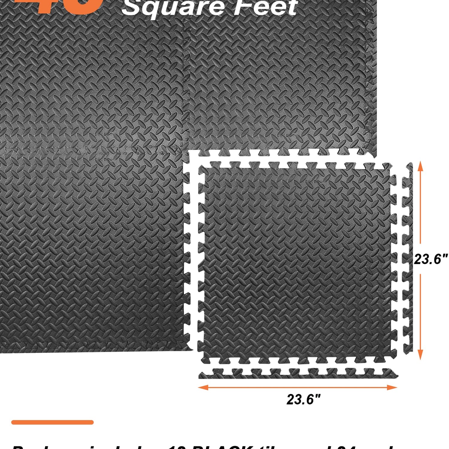 innhom 12 Tiles, 46 SQ. FT Gym Mat Exercise Mat Puzzle Foam Mats Gym Flooring Mat Interlocking Foam Mats with EVA Foam Floor Tiles for Gym Equipment innhom