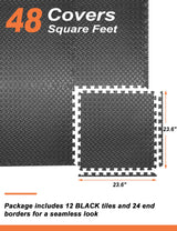 innhom 12 Tiles, 46 SQ. FT Gym Mat Exercise Mat Puzzle Foam Mats Gym Flooring Mat Interlocking Foam Mats with EVA Foam Floor Tiles for Gym Equipment innhom