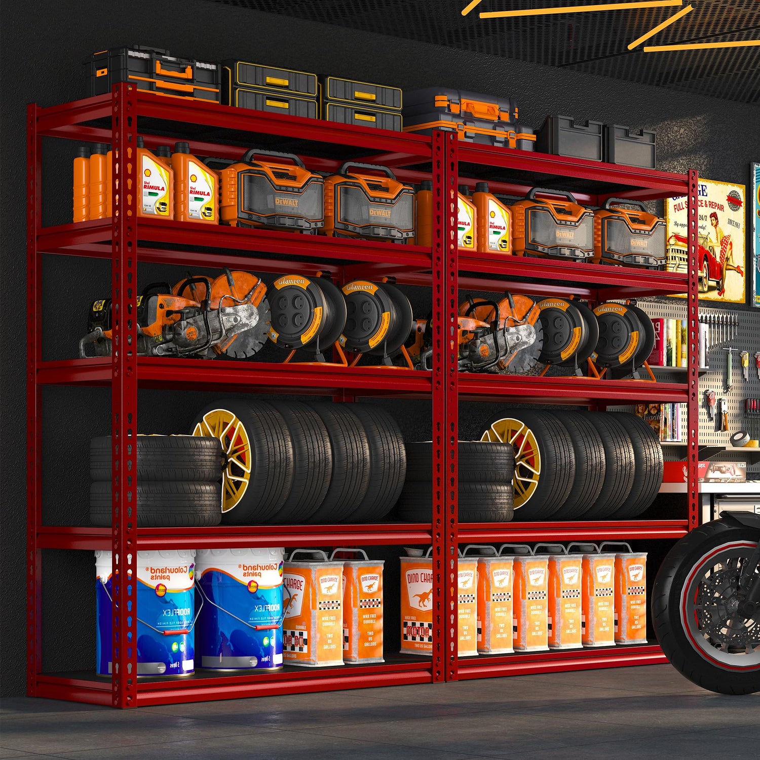 REIBII Storage Shelves Garage Shelving Garage Storage Shelves Heavy Duty Shelving Shelves Adjustable Metal Shelving 5 Tier Shelving Units and Storage REIBII