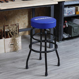 WORKPRO W112003 Garage Shop Stool, Heavy-Duty Steel Construction Garage Stool, Swivel Cushion Seat, Black Powder Coated Legs & Footrest (Single Pack) WORKPRO