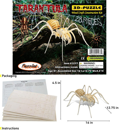 Puzzled 3D Puzzle Tarantula Spider Wood Craft Construction Model Kit, Fun & Educational DIY Wooden Toy Assemble Model Unfinished Crafting Hobby - WoodArtSupply