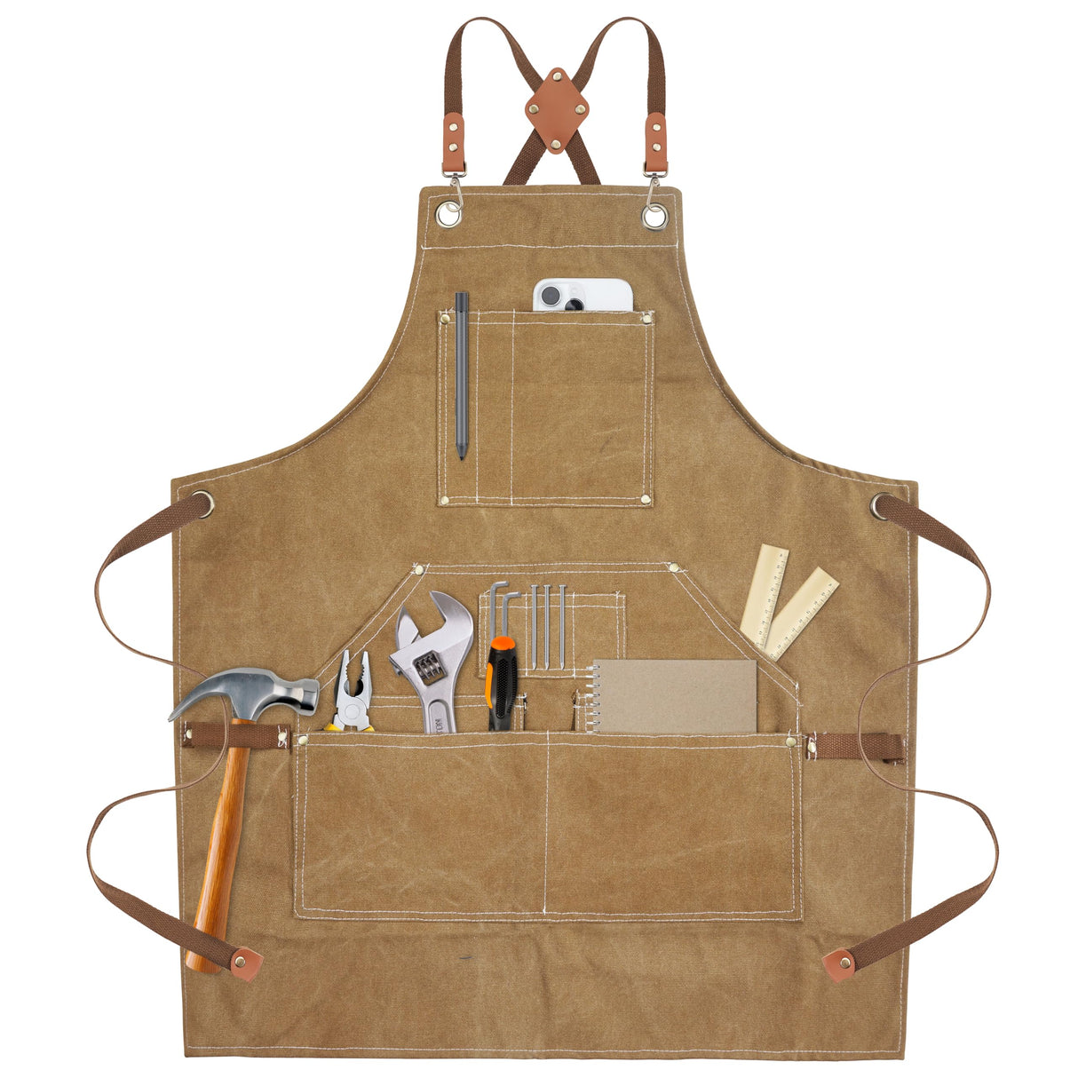 Yxiang Woodworking Apron for Men,Work Apron with 11 Tool Pockets Heavy Duty Waxed Canvas Workshop Tool Aprons Yxiang