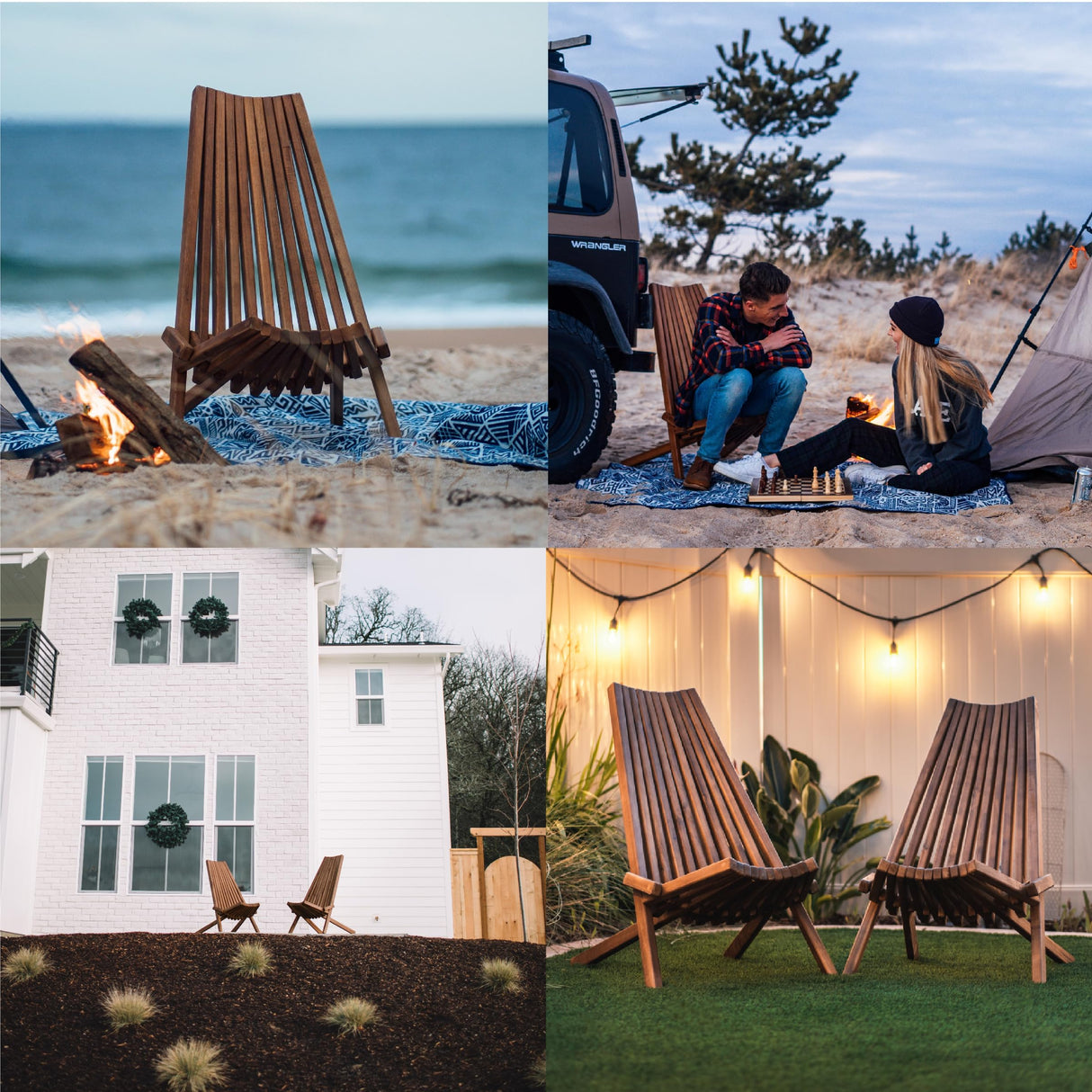 CleverMade Tamarack Folding Wooden Outdoor Chair -Stylish Low Profile Acacia Wood Lounge Chair for the Patio, Porch, Lawn, Garden or Home Furniture - CleverMade