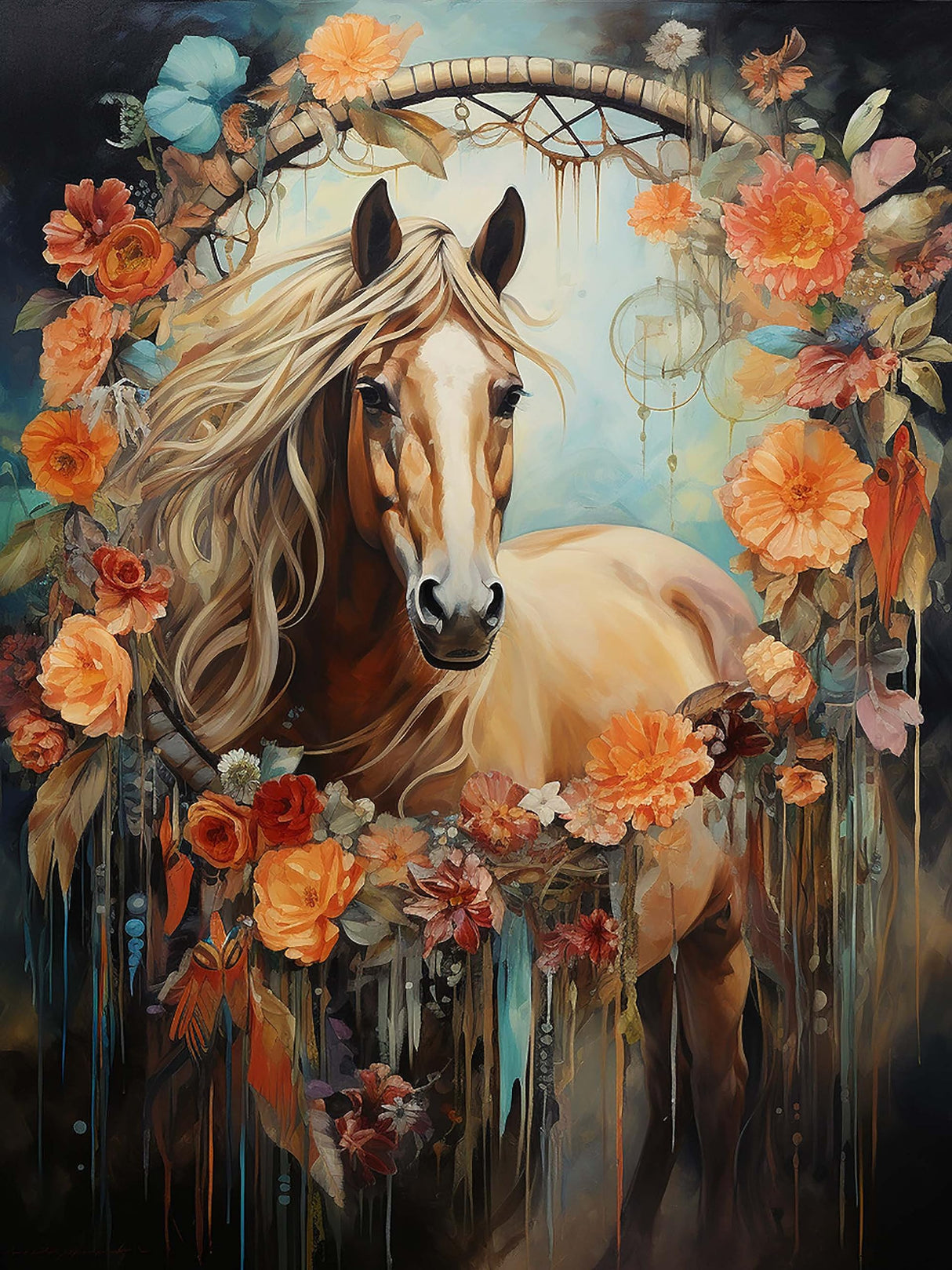 SKRYUIE 5D Diamond Painting Kits Horse for Adult Full Round Drill, DIY Paint with Diamonds Art Crystal Embroidery Cross Stitch Art Craft Wall Office SKRYUIE