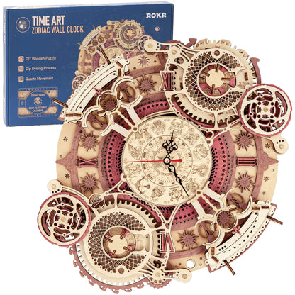 ROKR Zodiac Wall Clock 3D Wooden Puzzle Kit for Adults - WoodArtSupply