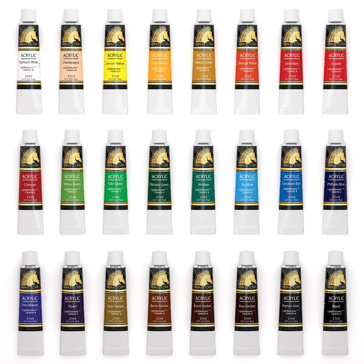 MyArtscape Acrylic Paint Set - 24 x 21ml Tubes - Lightfast - Heavy Body - WoodArtSupply