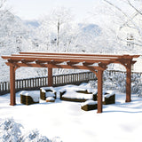 VEIKOU 10' x 12' Pergola, Patio Pergola with Solid Structure, Wood Cedar Pergolas and Gazebos with Arched Top for Deck Backyard Grill Party Garden VEIKOU