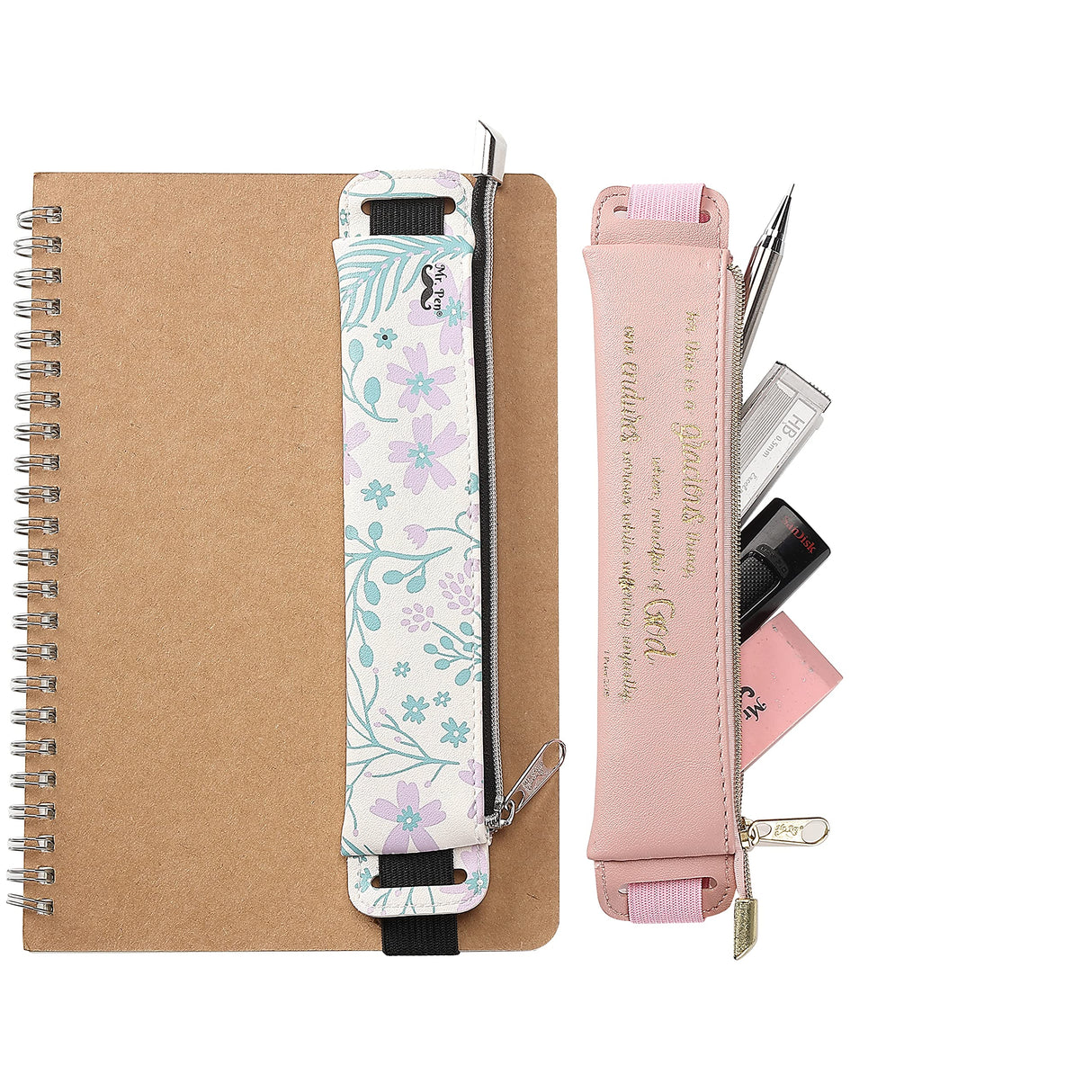 Mr. Pen - Adjustable Leather Pen Holder, 2 Pcs, 8" x 1.5" Mr. Pen