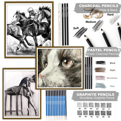 KALOUR 76 Drawing Sketching Kit Set - Pro Art Supplies with Sketchbook & Watercolor Paper - Include