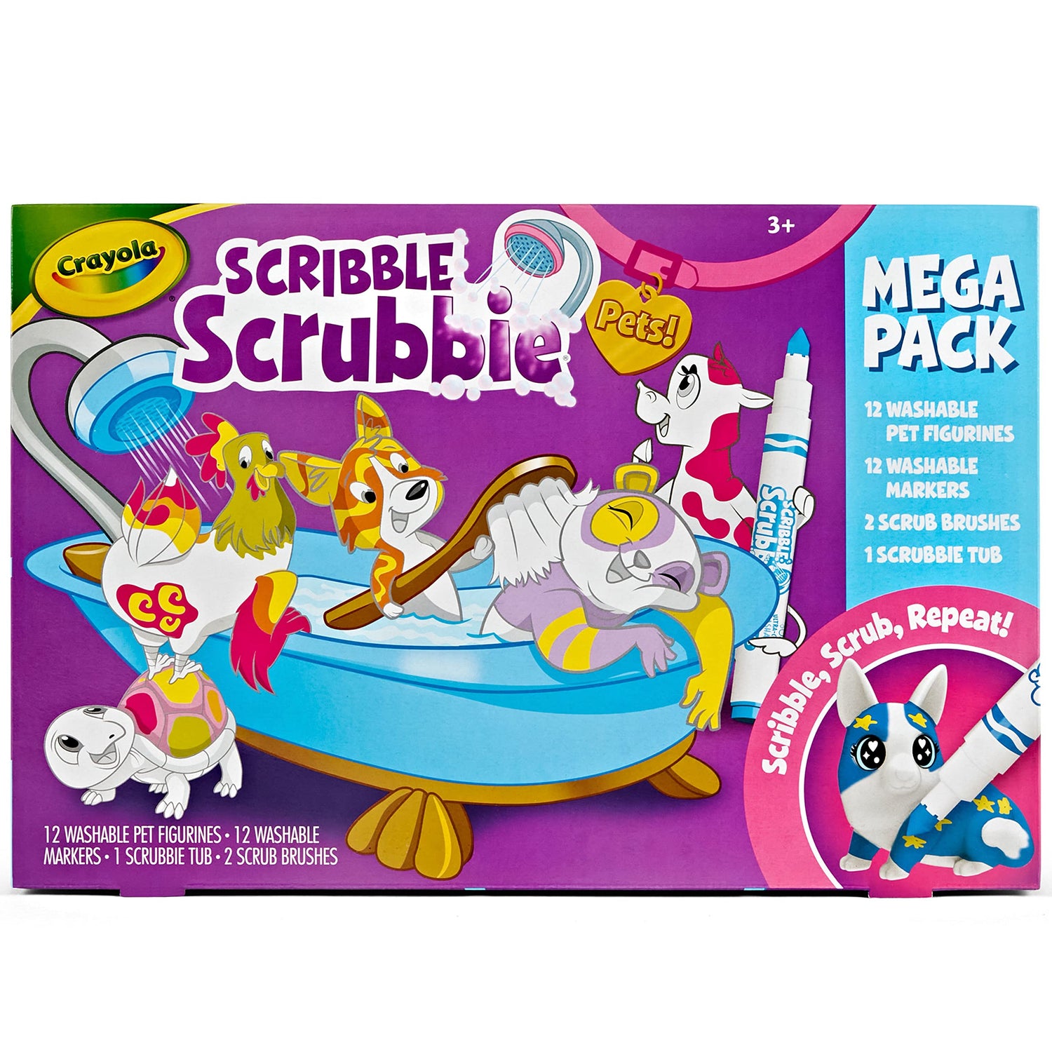 Crayola Scribble Scrubbie Pets Mega Set 2.0, Reusable Pet Care Toy, Toys for Girls & Boys, Holiday Gift for Kids, Ages 3, 4, 5, 6 Crayola
