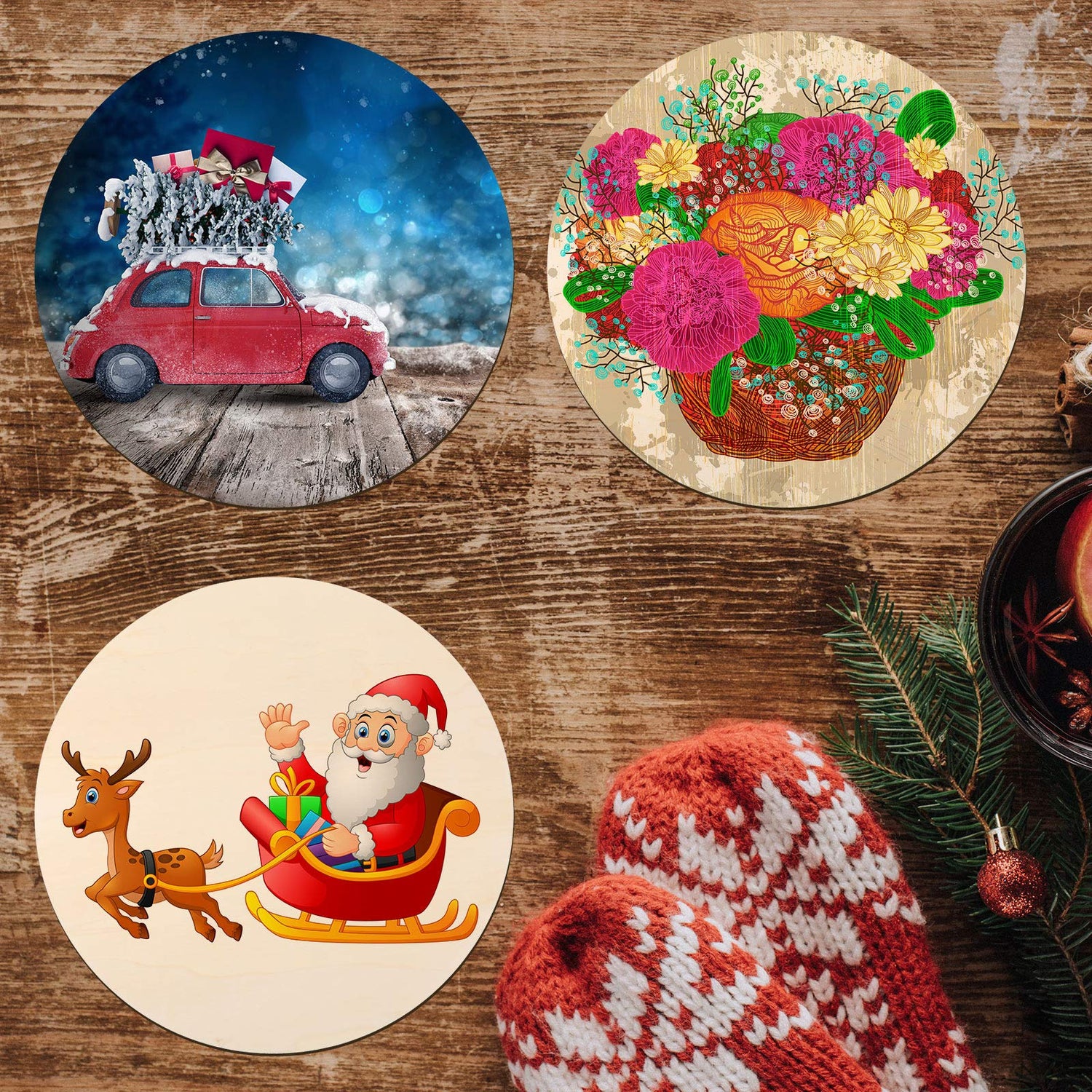 6 Pieces Round Wood Circles Unfinished Wood Slices Cutout for Craft Door Hanger, Pyrography, and Painting (6 Inch) Jetec