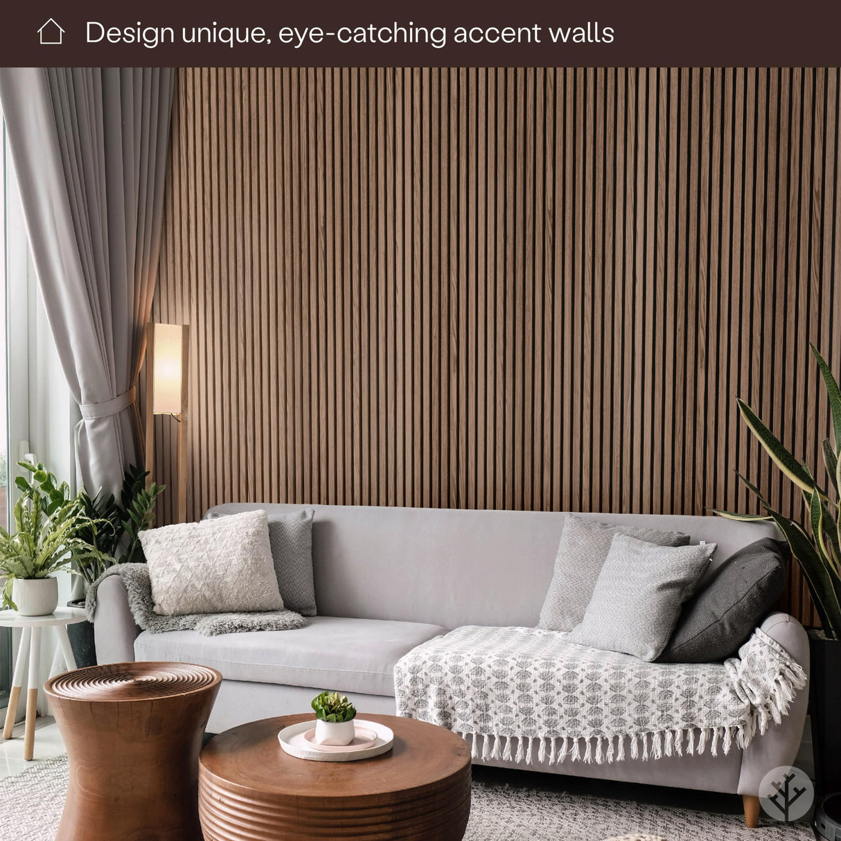 SLATPANEL Two Acoustic Wood Wall Veneer Slat Panels - Natural Walnut | 94.49” x 12.6” Each | Soundproof Paneling | Interior Sound Absorption Decor | Slatpanel