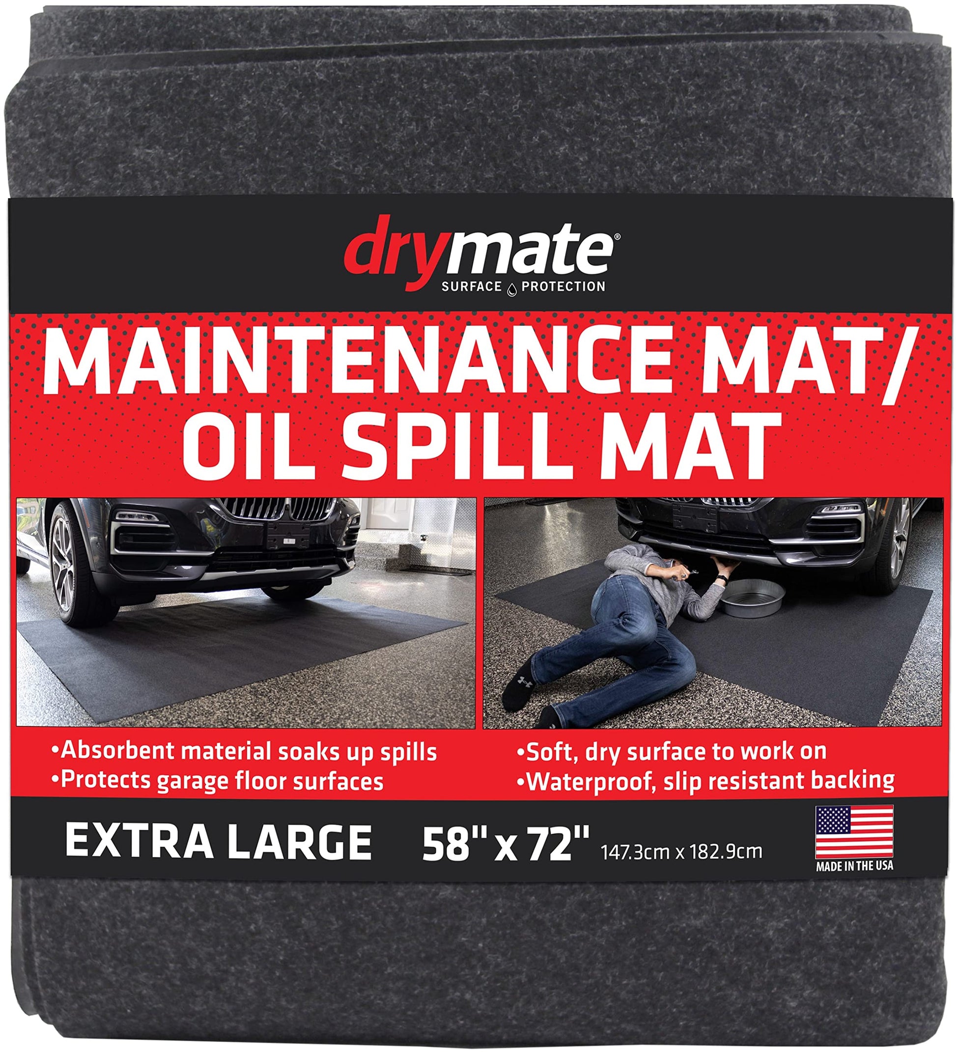 Drymate Premium Maintenance Mat Oil Spill Garage Floor Mat (58" x 72"), Absorbent, Waterproof, Contains Liquids, Protects Garage Surface or Driveway, - WoodArtSupply