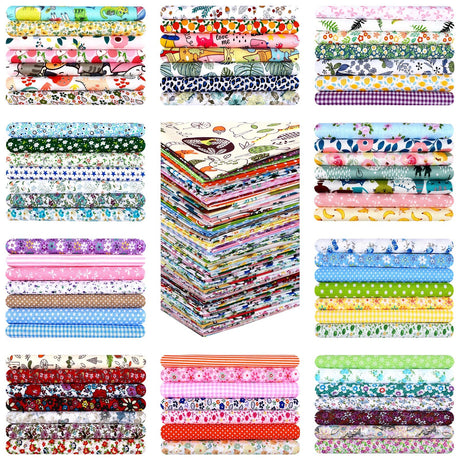 70 Pcs 10 x 10 Inch Cotton Fabric Square No Repeat Patchwork Fabrics Multi Color Printed Floral Square Patchwork Fabric Quilting Fabric Bundles for Tudomro