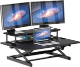 SHW 36-Inch Height Adjustable Standing Desk Sit to Stand Riser Converter Workstation, Black SHW