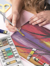 MyArtscape Artist Quality Painting Set - Acrylic Paint - 12 x 12ml Tubes with Miniature Paint Brushes - Set of 12 for Detail & Fine Point Painting MyArtscape