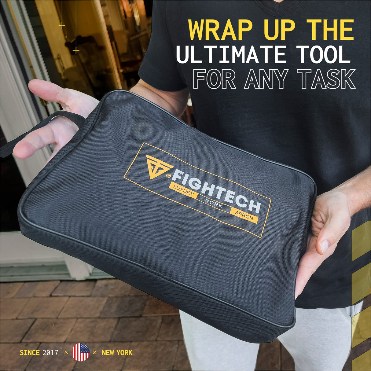 FIGHTECH® Leather Work Apron with Tool Pockets For Welding w Kevlar Stitching | Woodworking Shop | Adjustable M-XXL (Brown, Leather) FIGHTECH