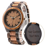 LMWOOD Engraved Wood Watch for Men Personalized Wooden Watch Anniversary Birthday Watch for Husband Boyfriend Dad Son with Customized Engraving LMWOOD