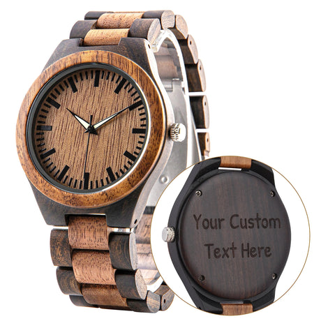 LMWOOD Engraved Wood Watch for Men Personalized Wooden Watch Anniversary Birthday Watch for Husband Boyfriend Dad Son with Customized Engraving LMWOOD