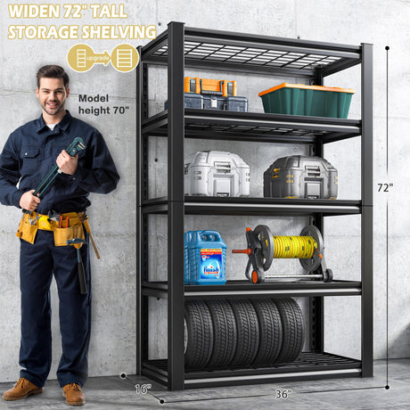 REIBII Garage Shelving Heavy Duty Storage Shelves Holds 2000LBS, Adjustable Metal Shelving Garage Storage Shelves Garage Shelf Industrial Shelving REIBII